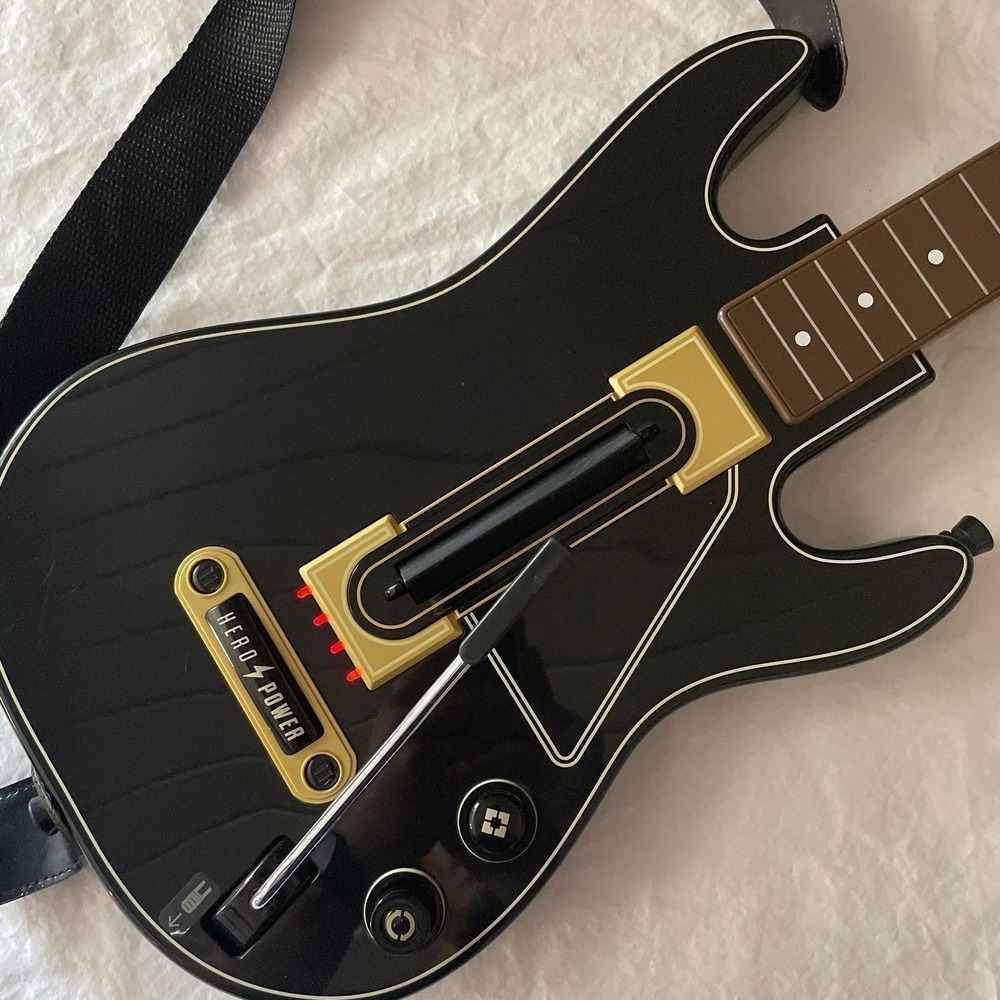 Guitar Hero Power Wireless Guitar HERO POWER Xbox 360 PS3 Black‎ Gold No Dongle
